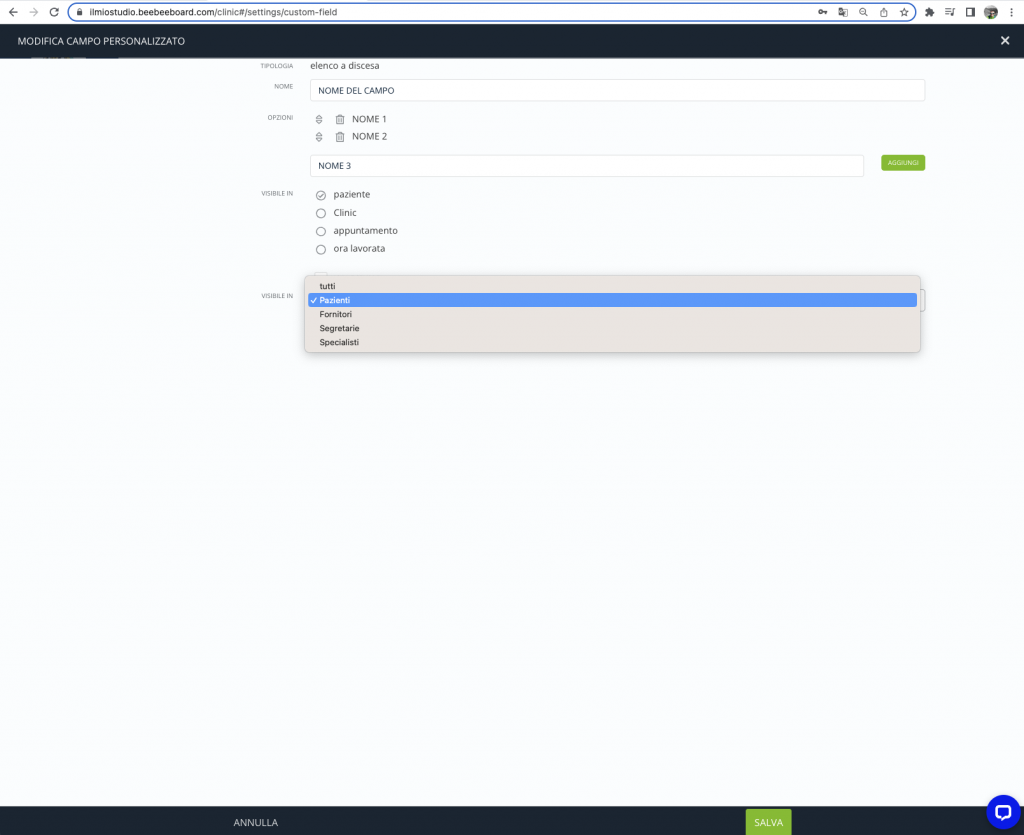 I campi personalizzati - Beebeeboard